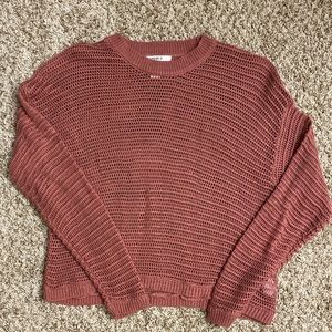 Wine/pink mesh knit top
